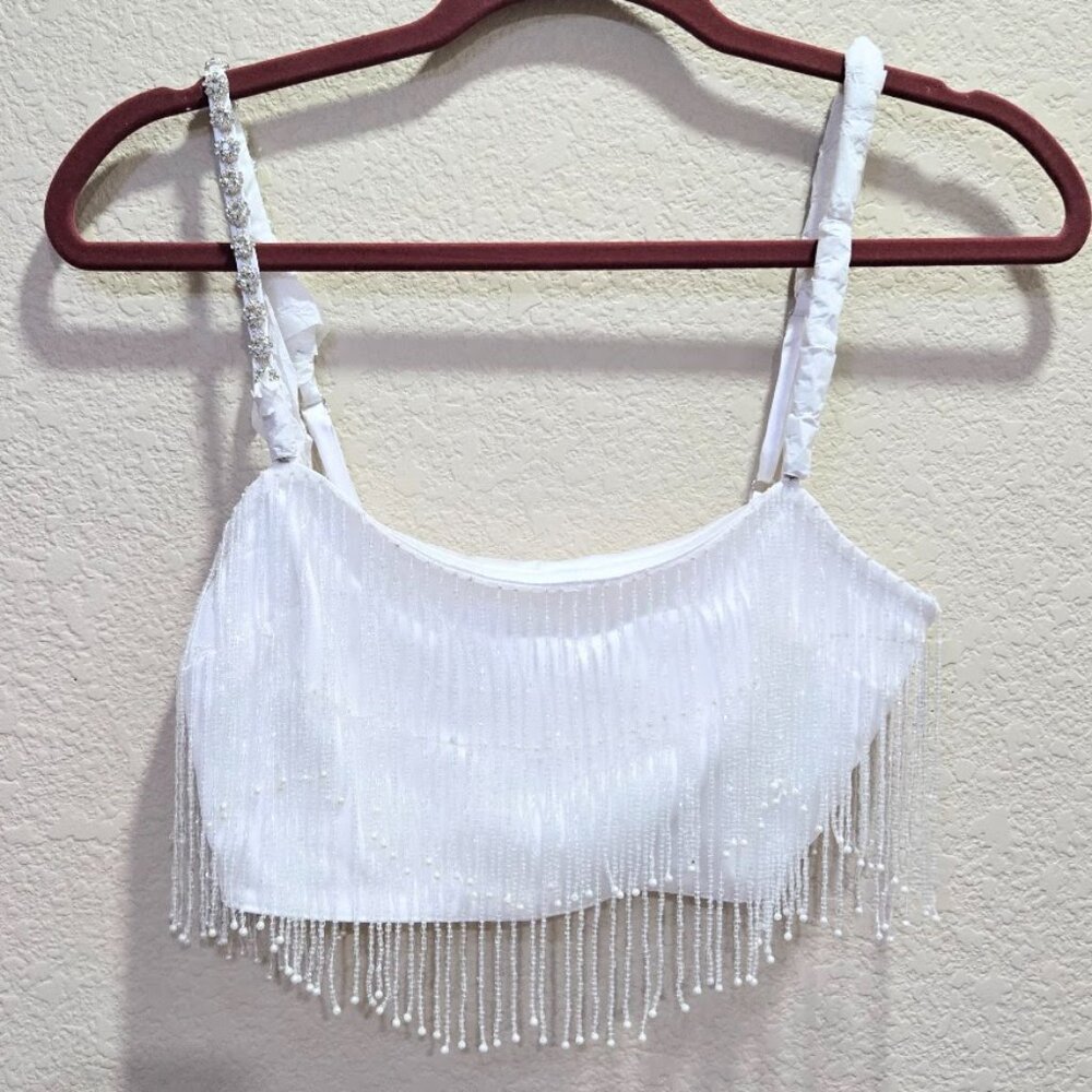 NWOT Show Me Your Mumu Swift Fringe Top In white Size XXS - Picture 4 of 9